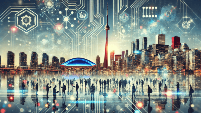 Toronto’s tech district where AI startups thrive and attract major funding.